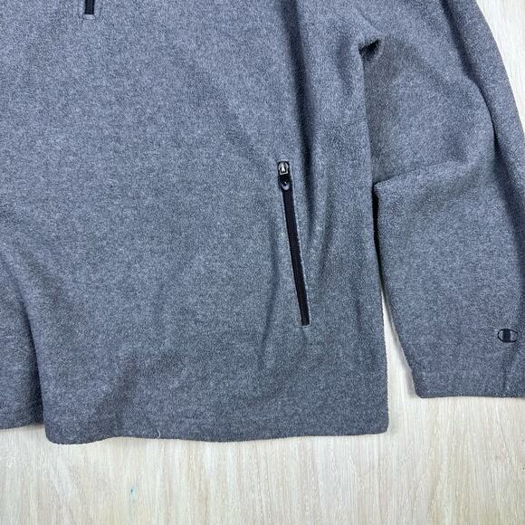 Champion Vintage Gray Fleece 1/3 Zip Pullover Casual Sweater Jacket Men's XL - Picture 3 of 13